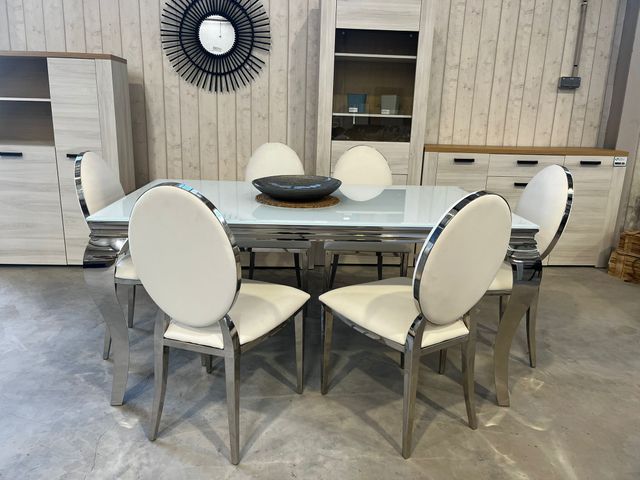 COMEDOR ACERO DE LUJO PLATA NUEVO COMPLETO