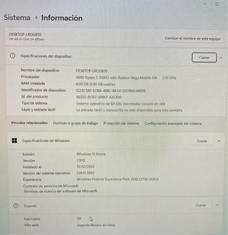 Ordenador de sobremesa HP All In One