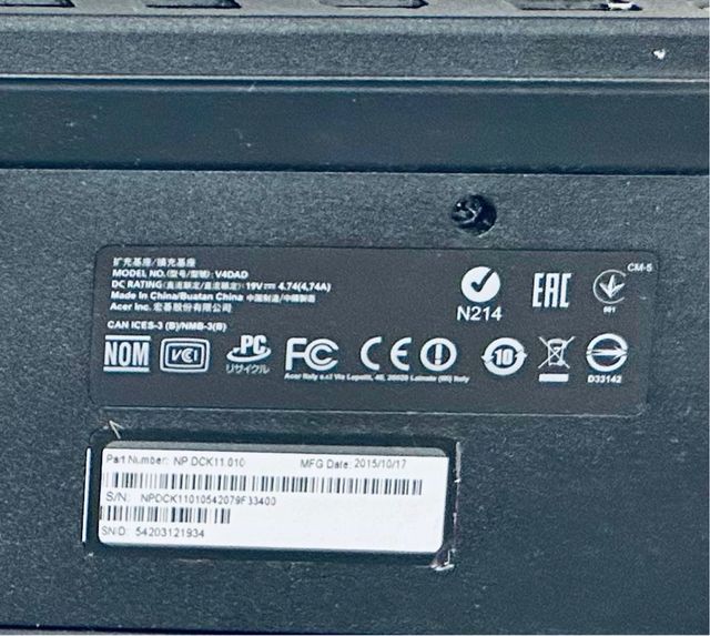 ACER DOCKING V4DAD CON ALIMENTATORE E MOUSE