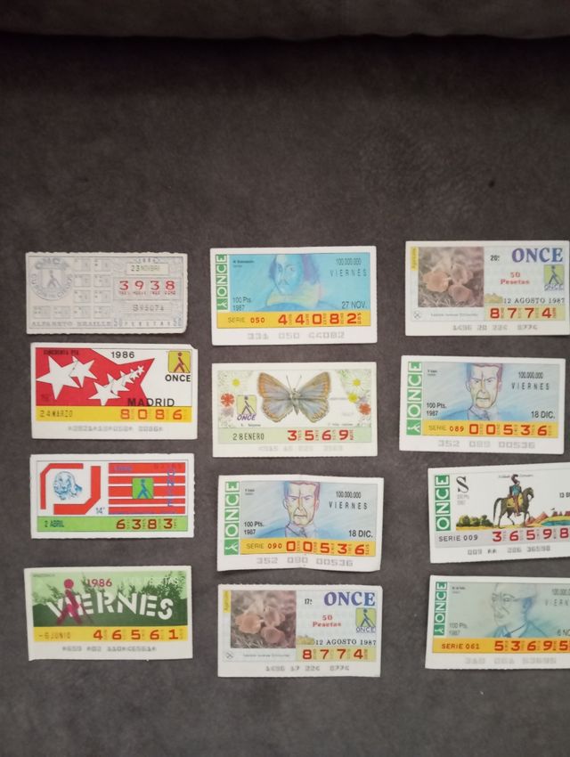 Cupones ONCE de 1984 a 1987