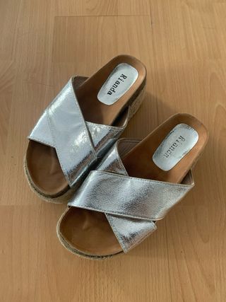 Sandalias plateadas plataforma 