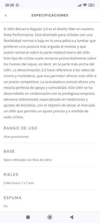 Sillín Syncros belcarra 2.0