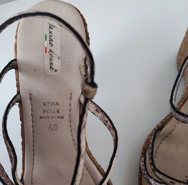 Sandali donna 40 zeppa vera pelle