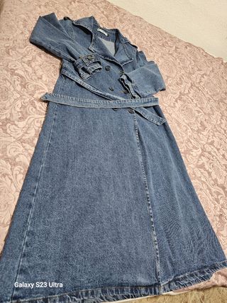 Gabardina jeans mango