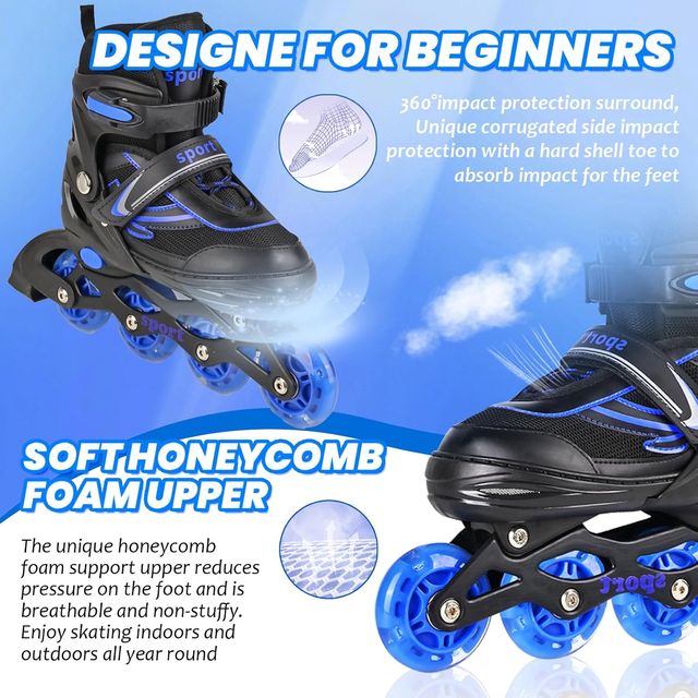 Patines en línea Ajustables (azul, talla M)