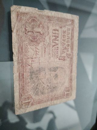 Billetes Una peseta y 5 pesetas 
