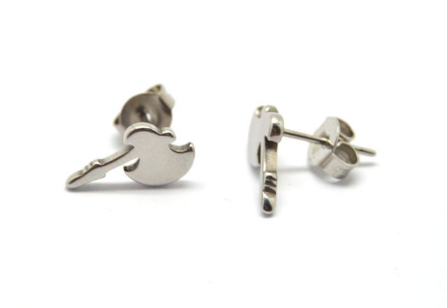 Pendientes hacha ACERO plateado, pequeños