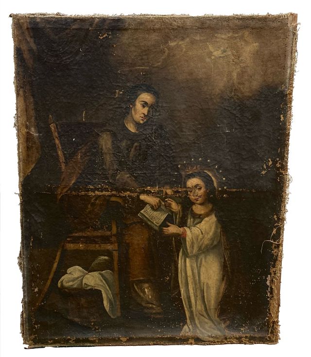 Santa Ana enseñando a leer a la virgen. XVII. Ver