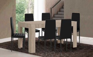 Mesa extensible mira + 6 sillas polipiel