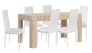 Mesa extensible mira + 6 sillas polipiel