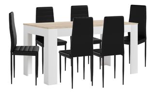 Mesa extensible mira + 6 sillas polipiel