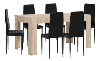 Mesa extensible mira + 6 sillas polipiel
