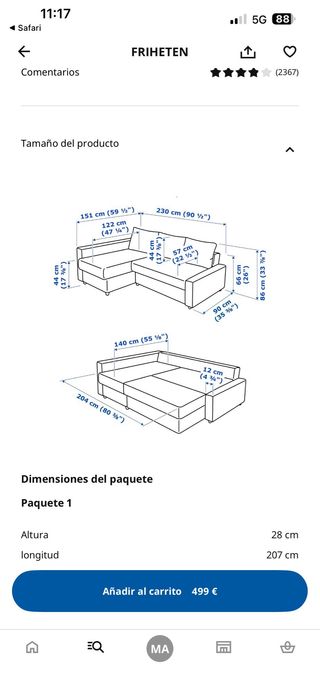 Sofá-cama IKEA Friheten gris