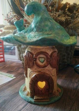 Casita hadas bosque lámpara portavelas