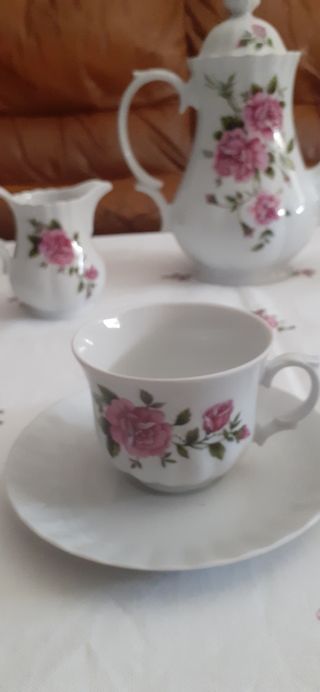 Juego Café Wunsiedel Bavaria Porzellan y mantel