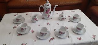 Juego Café Wunsiedel Bavaria Porzellan y mantel