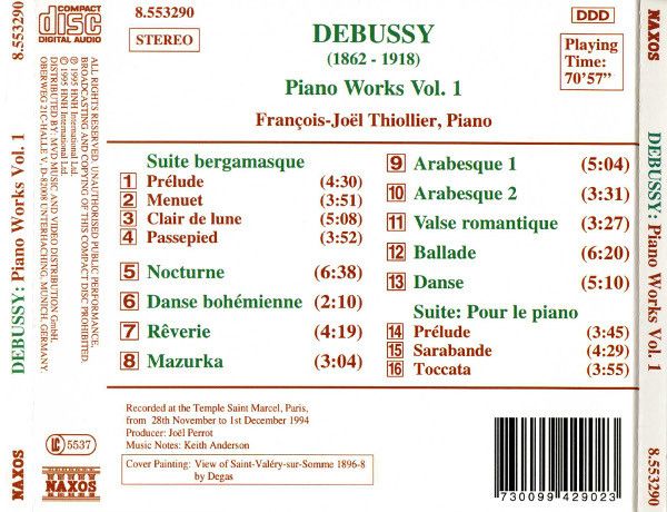 Debussy Piano Works Vol. 1 - Thiollier