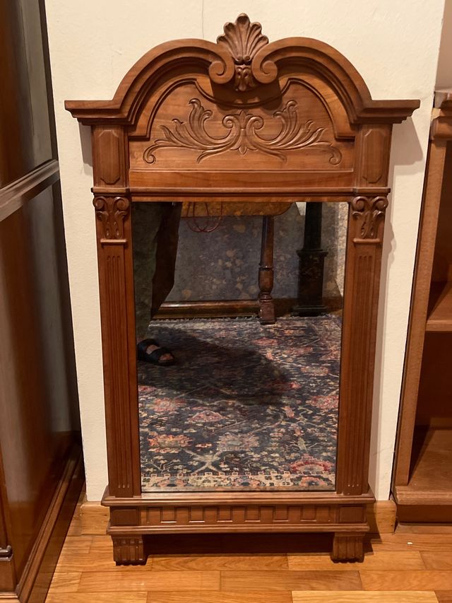 Espejo de madera tallado a mano gran tamaño