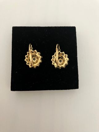 Pendientes Antiguos Oro 18k Piedras Zafiros