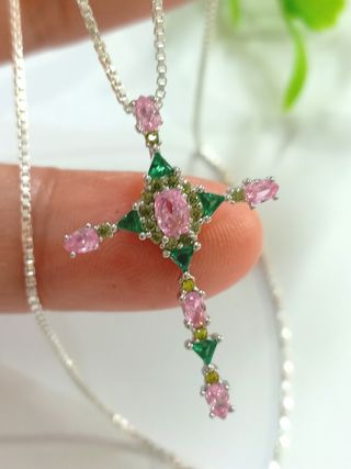 Cruz circonitas con cadena De Plata De Ley 925