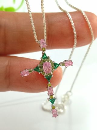 Cruz circonitas con cadena De Plata De Ley 925