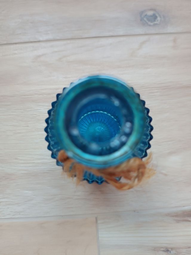 Bote cristal azul decoración usos varios 