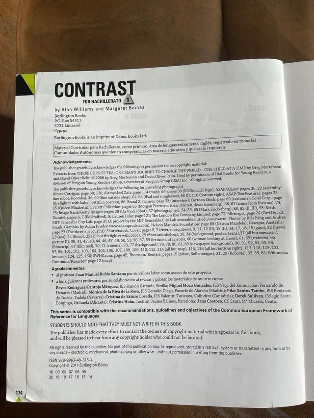 Contrast for 1º bachillerato student’s book