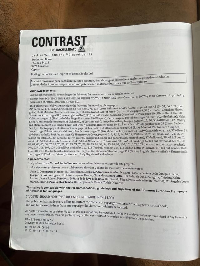 Contrast for 2º bachillerato student’s book