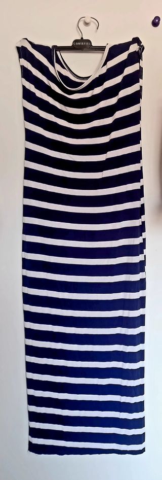 Vestido de rayas y abertura costados TM italiano