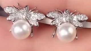 PENDIENTES DE ABEJAS Y PERLAS