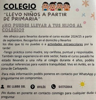 CUIDADORA DE NIÑOS/CANGURO/NIÑERA