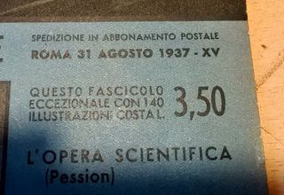 RIVISTA SCIENTIFICA "SAPERE" AGOSTO 1937