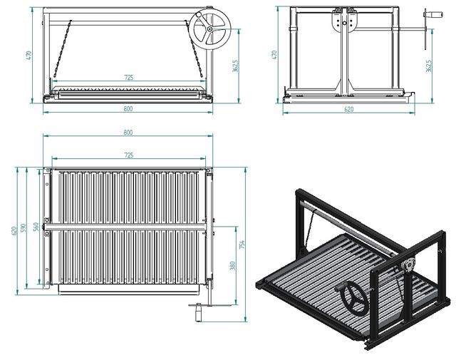 Parrilla barbacoa móvil elevable BF90