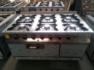 COCINA INDUSTRIAL 6 FOGONES CON HORNO