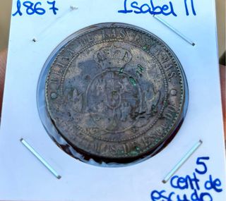 Moneda ISABEL II 5 Cent Escudo 1867 Barcelona