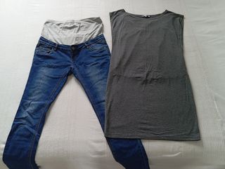 Lote vaquero y vestido premamá