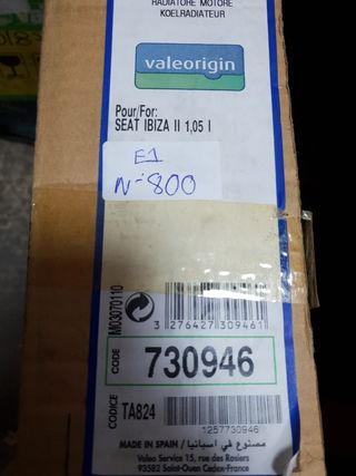 Seat Ibiza II 1,05I radiador de agua