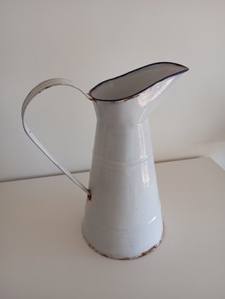 Jarra Aguamanil o Jofaina esmaltado antiguo