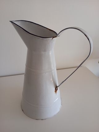 Jarra Aguamanil o Jofaina esmaltado antiguo