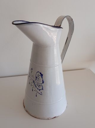 Jarra Aguamanil o Jofaina esmaltado antiguo