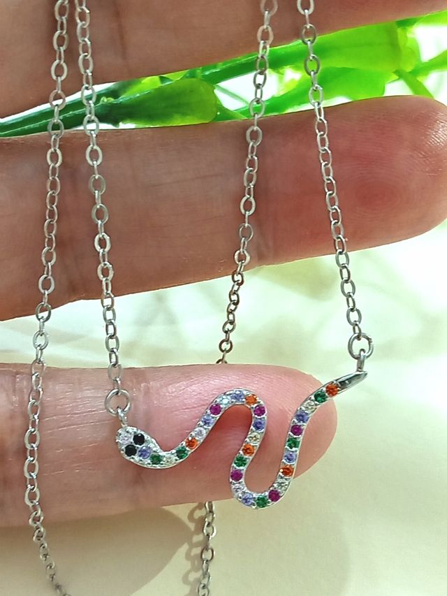 Cadena gargantilla Serpiente circonitas plata925