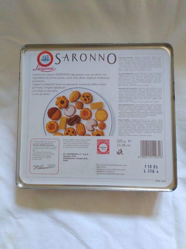 scatola in latta vintage saronno da collezione