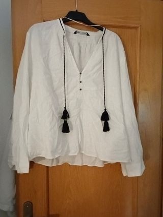 Camisa manga larga blanca zara