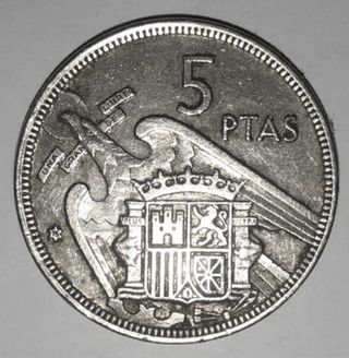 Moneda España 5 pesetas 1957 *75 Franco(MBC+++)!!