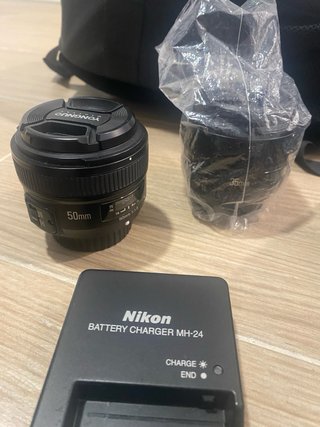 Nikon D3400 18-55 + 50 + 35mm + cargador + mochila
