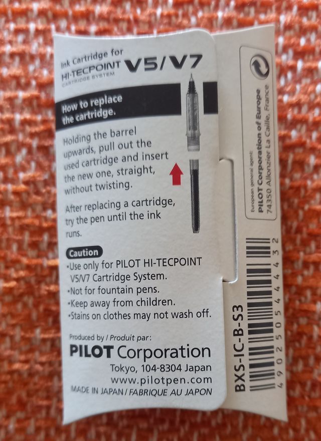 CARTUCHOS TINTA RECARGA BOLIGRAFO PILOT