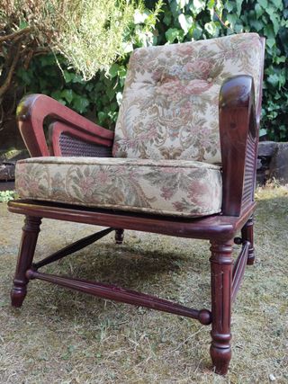 Tresillo y sillón madera coleccionismo