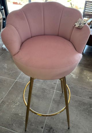 2 TABURETES DE TERCIOPELO ROSA DMORA