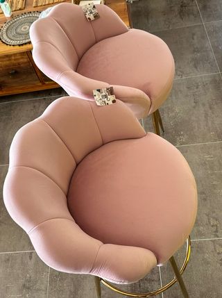 2 TABURETES DE TERCIOPELO ROSA DMORA