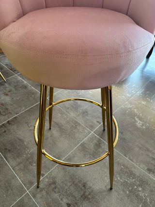 2 TABURETES DE TERCIOPELO ROSA DMORA
